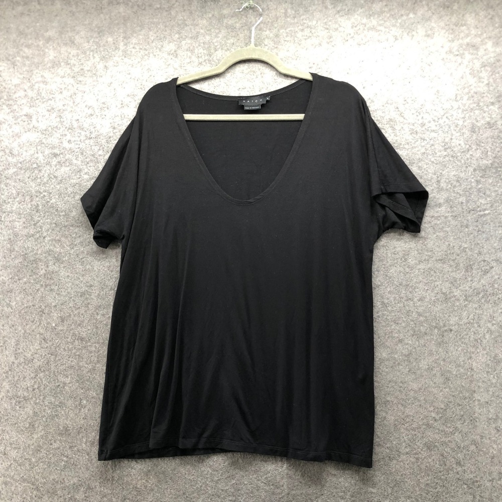 Hatch Maternity Perfect Vee T-Shirt Womens Medium (2) Black Short Sleeve Jersey